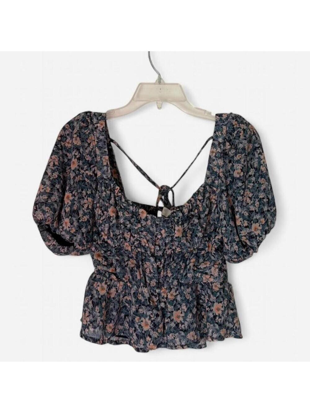 ASTR the Label Clairemont Top Blue Peach Multi Floral pattern XS underwire cups